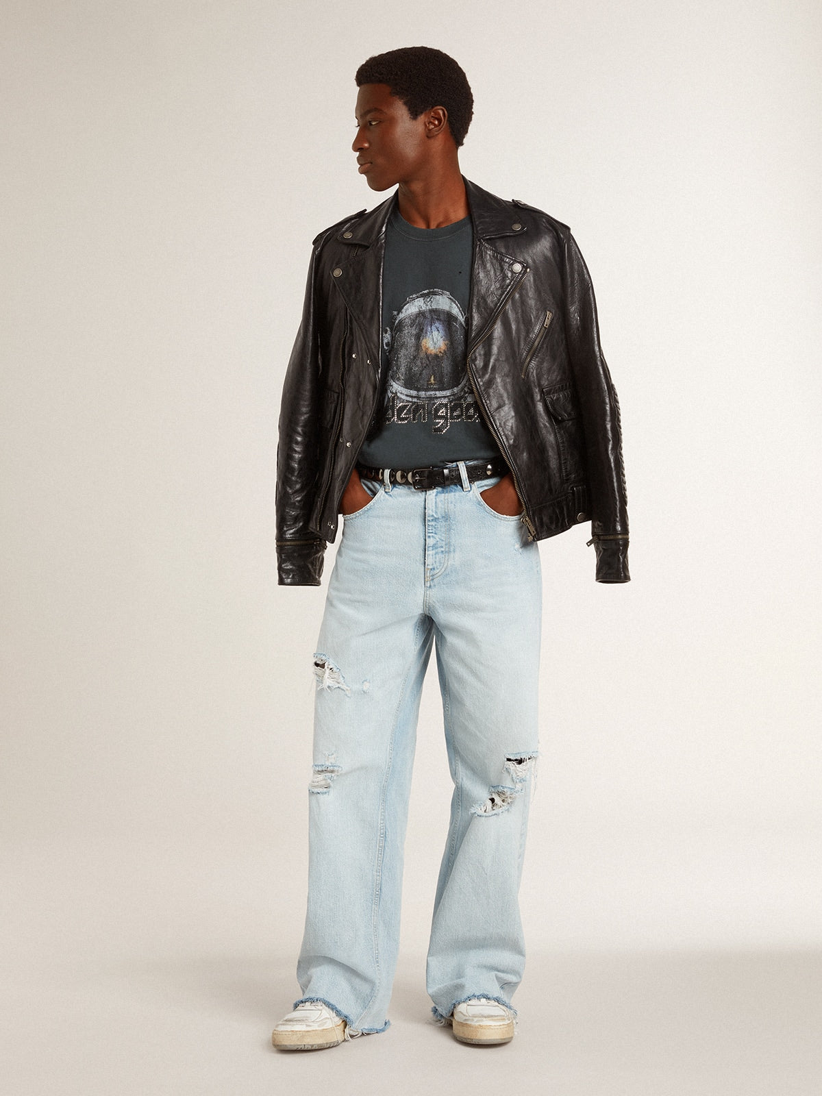 Golden Goose Black T-shirt with multicolor print