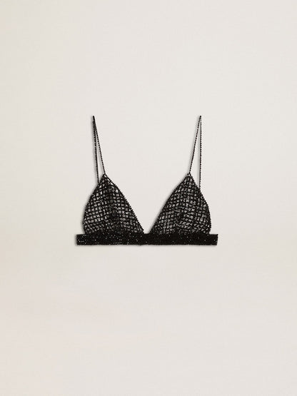 Golden Goose Women's black crochet top with crystals