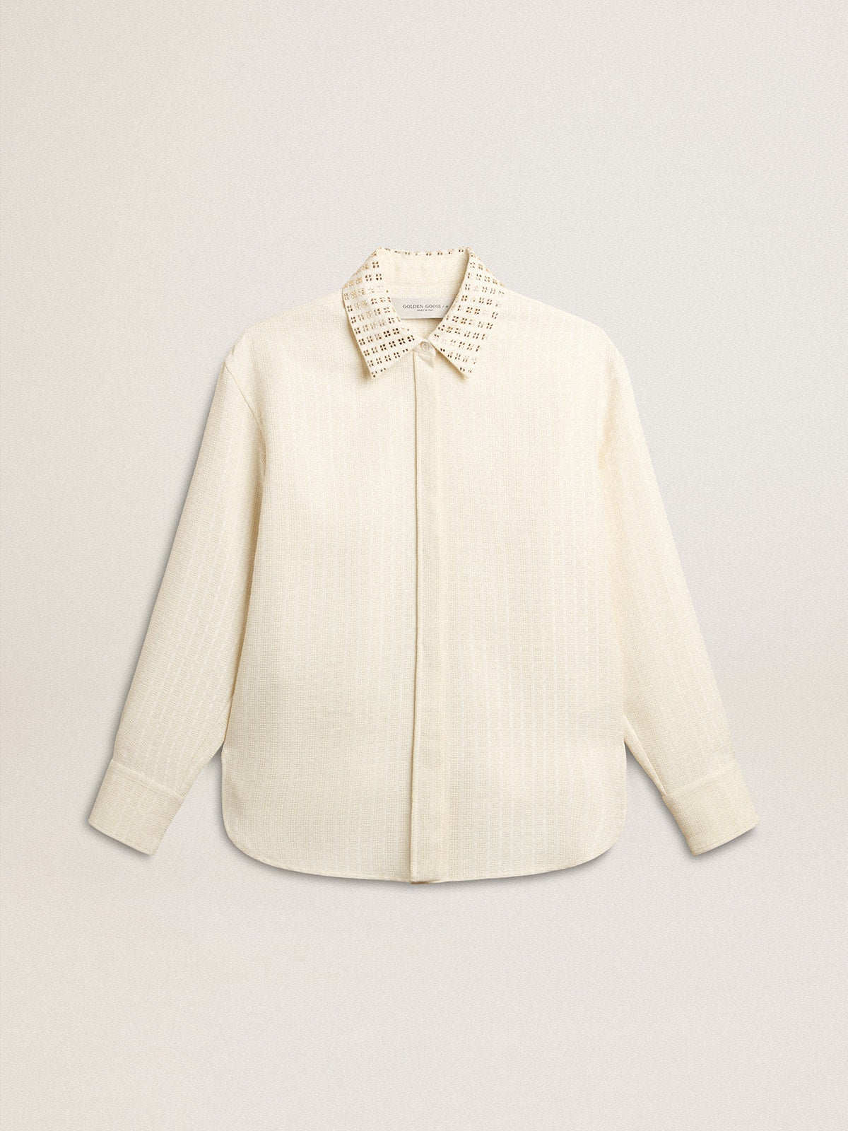Golden Goose Women's viscose and cotton blend shirt with crystal-embellished collar