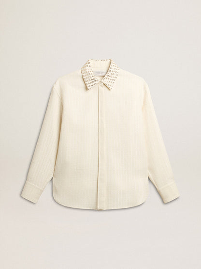 Golden Goose Women's viscose and cotton blend shirt with crystal-embellished collar
