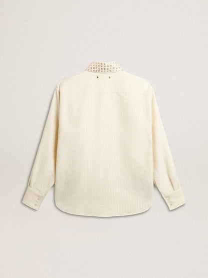 Golden Goose Women's viscose and cotton blend shirt with crystal-embellished collar