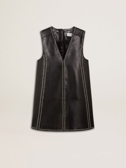 Golden Goose Women’s black nappa leather dress with studs