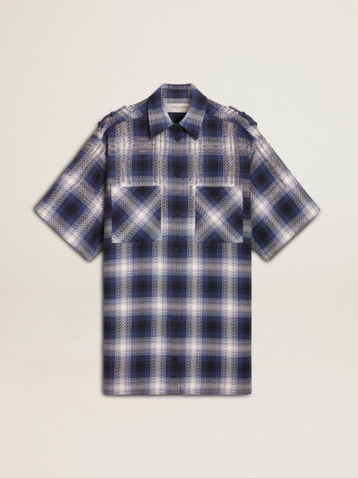 Golden Goose Women's short shirt dress with 3D checkerboard pattern and embroidery