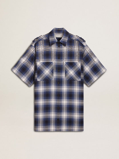 Golden Goose Women's short shirt dress with 3D checkerboard pattern and embroidery