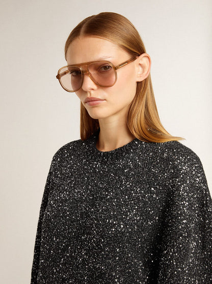 Golden Goose Women's black crew neck dress with all-over silver sequins