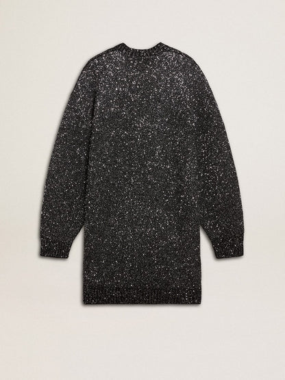 Golden Goose Women's black crew neck dress with all-over silver sequins