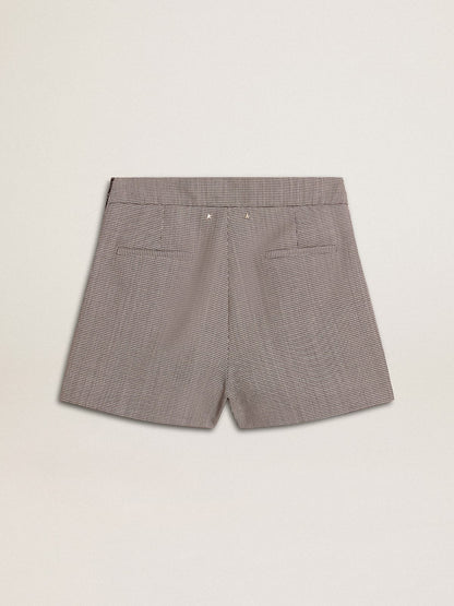 Golden Goose Women's gray mini shorts in houndstooth wool