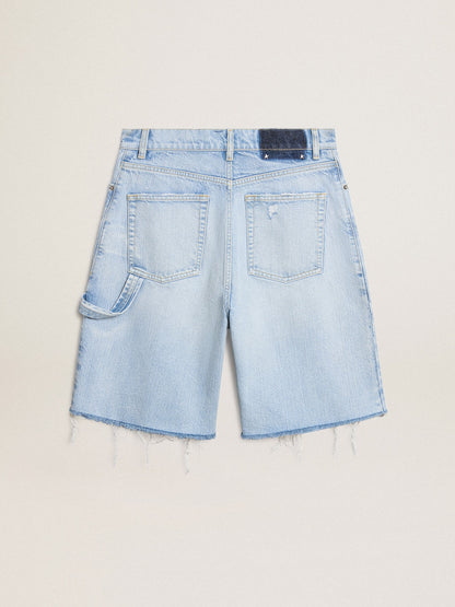 Golden Goose Women's Bermuda shorts in lived-in effect denim