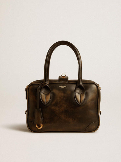 Golden Goose Vita Bag in black distressed leather with gold details