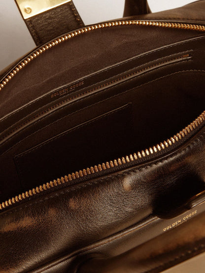 Golden Goose Vita Bag in black distressed leather with gold details