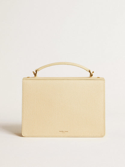 Golden Goose Venezia Bag in beige python-print leather with gold details