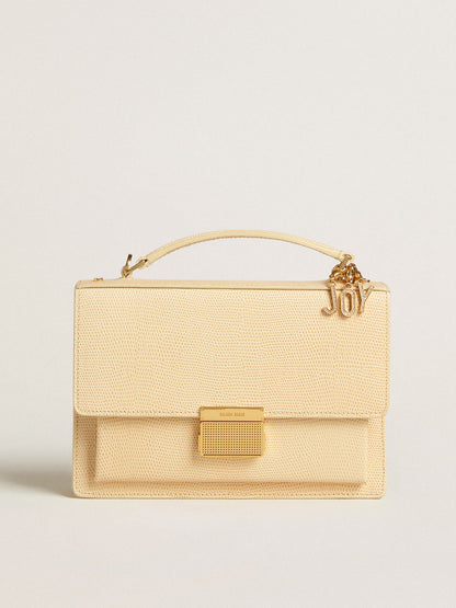 Golden Goose Venezia Bag in beige python-print leather with gold details