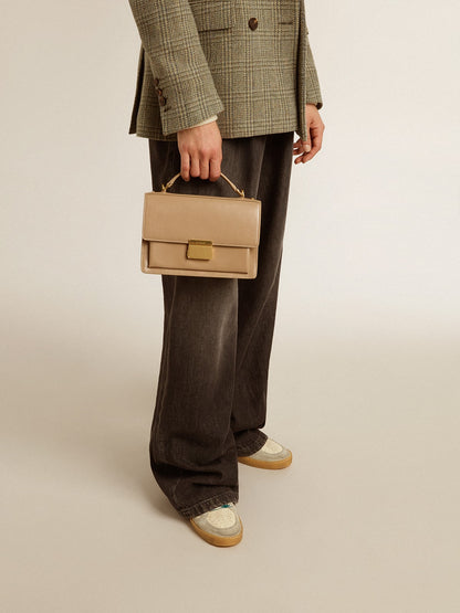 Golden Goose Venezia Bag in beige boarded leather with gold details