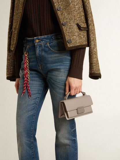 Golden Goose Small Venezia Bag in beige boarded leather with gold details