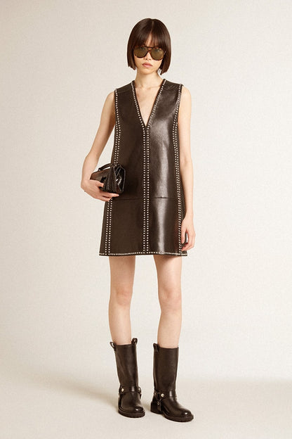 Golden Goose Small Venezia Bag in black metallic leather with black details