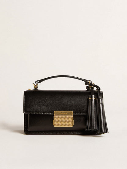 Golden Goose Small Venezia Bag in black boarded leather with gold details