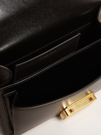 Golden Goose Small Venezia Bag in black boarded leather with gold details