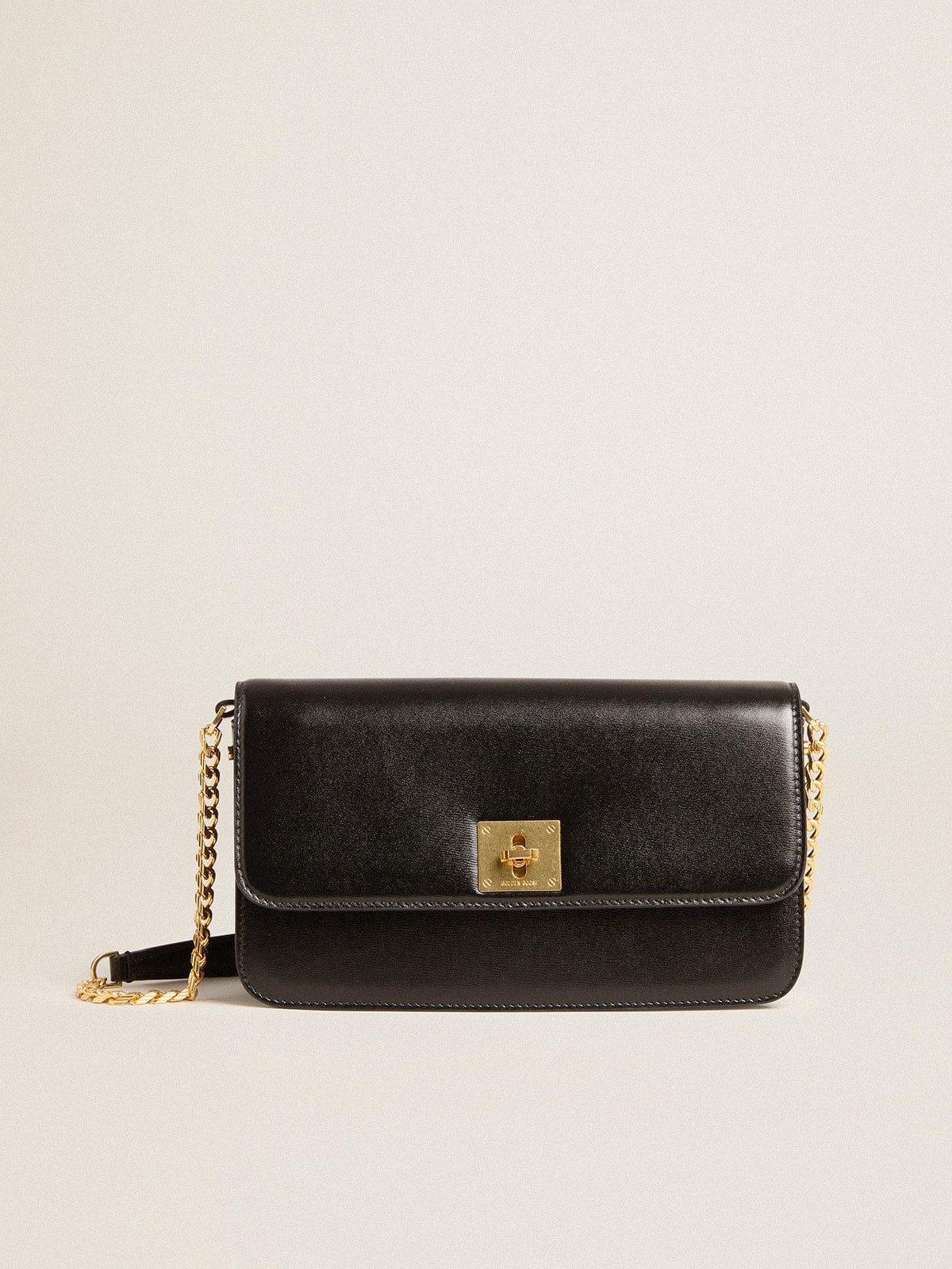 Golden Goose Gioia Bag in black boarded leather with gold details