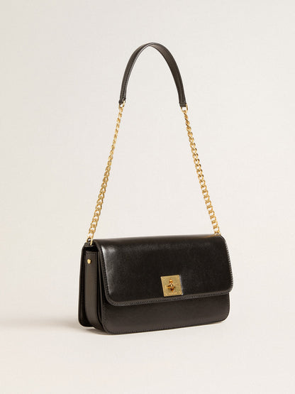 Golden Goose Gioia Bag in black boarded leather with gold details