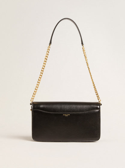 Golden Goose Gioia Bag in black boarded leather with gold details