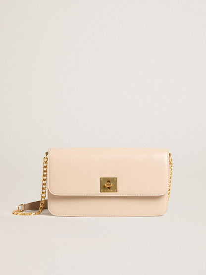 Golden Goose Gioia Bag in pale pink boarded leather with gold details