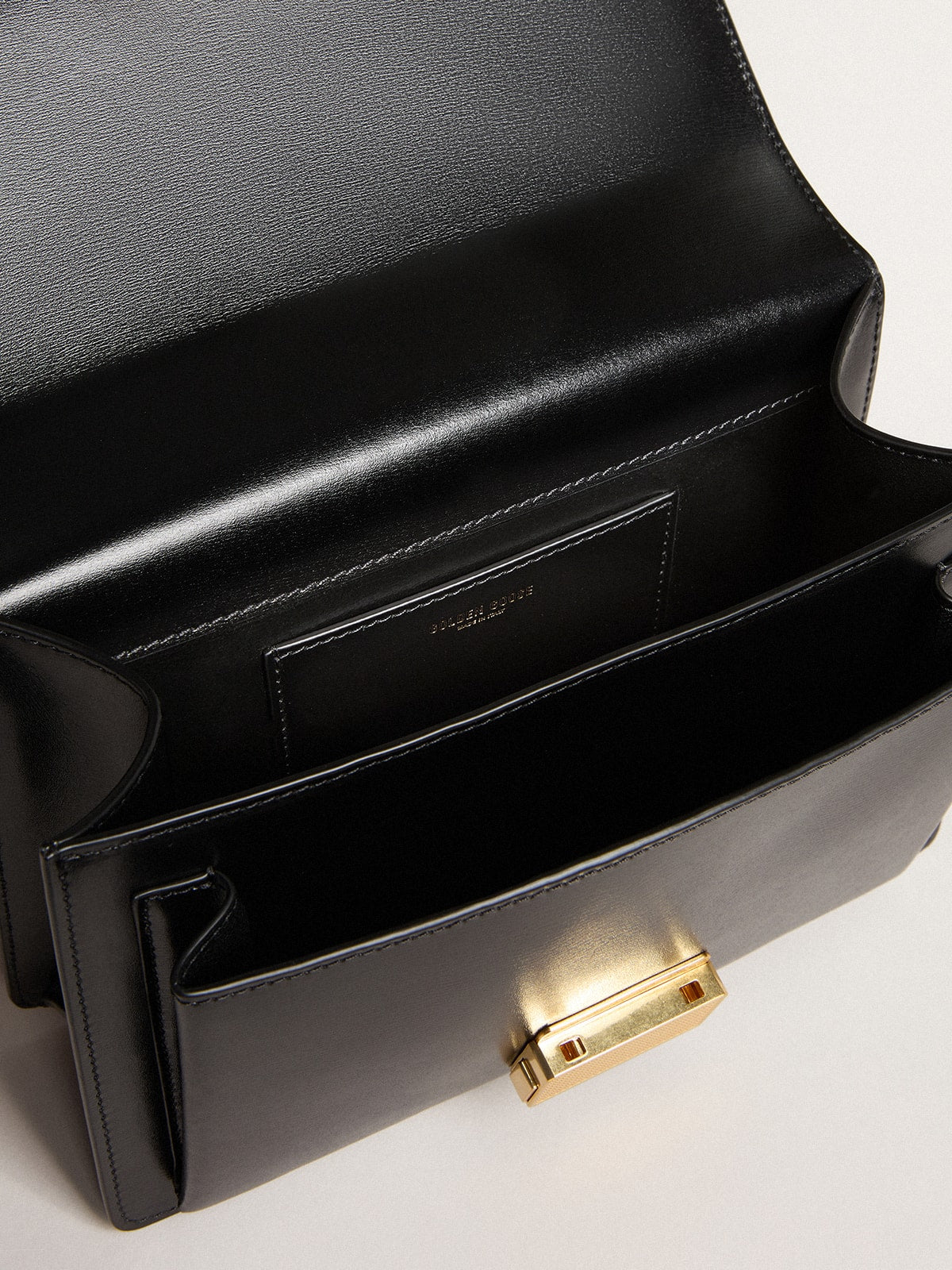 Golden Goose Venezia Bag in black boarded leather with scarf and double charm