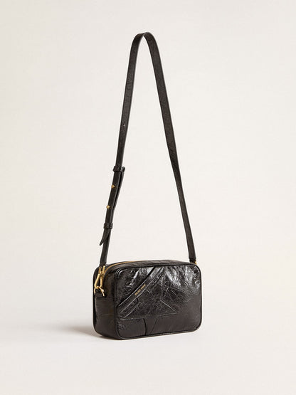 Golden Goose Star Bag in glossy black leather with tone-on-tone star