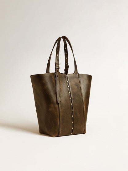Golden Goose 24/7 Bag North South in black distressed leather with adjustable handles