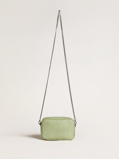 Golden Goose Mini Star Bag in light green snake-print leather