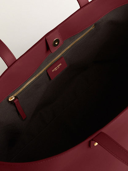 Golden Goose Burgundy Pasadena Bag in smooth leather with gold logo