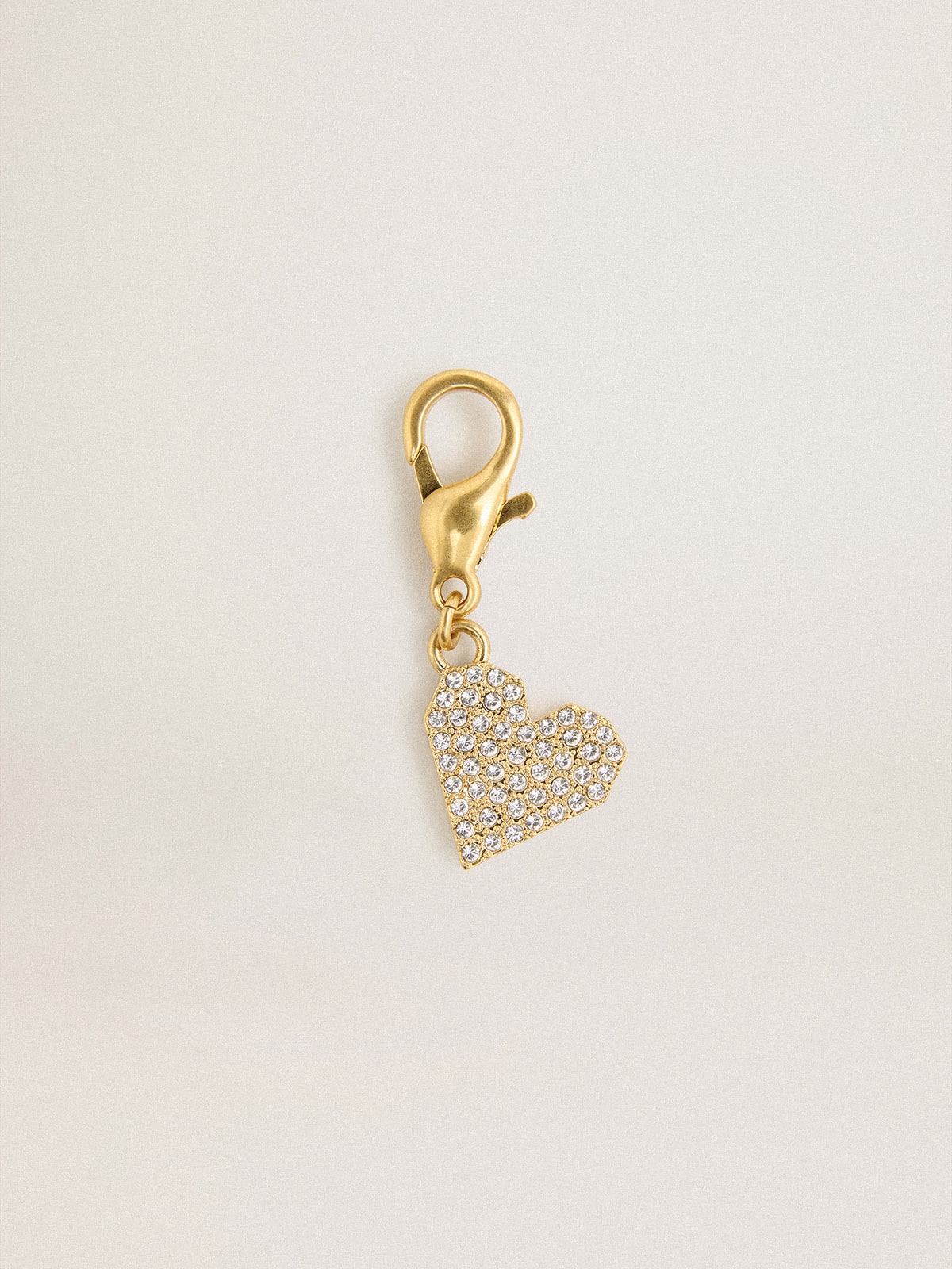 Golden Goose Heart-shaped charm in gold-colored brass with crystals