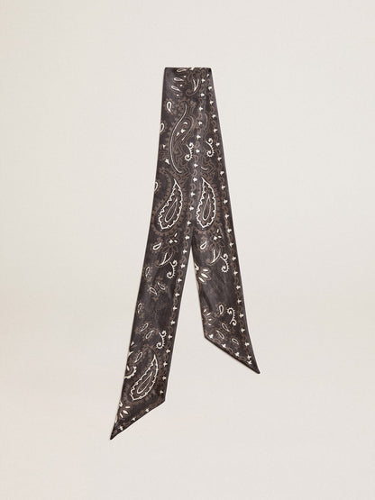 Golden Goose Ribbon in black silk twill with paisley pattern