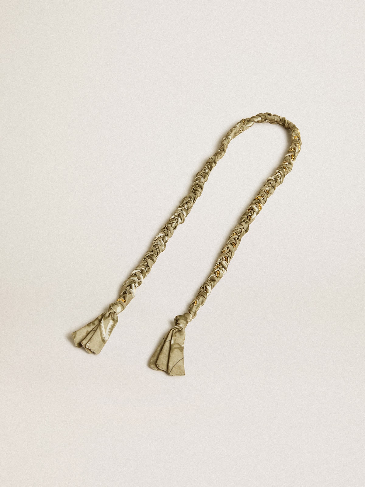 Golden Goose Dove-gray braided fabric charm with brass chain
