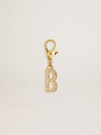 Golden Goose Letter B charm in gold-colored brass with crystals