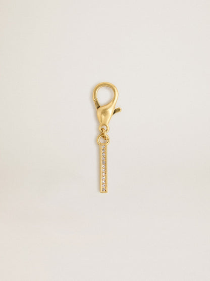 Golden Goose Letter I charm in gold-colored brass with crystals