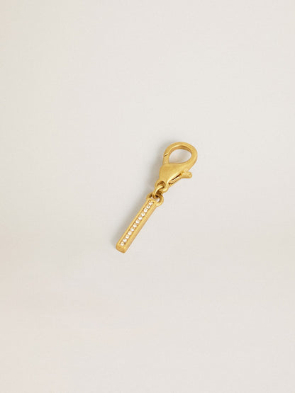 Golden Goose Letter I charm in gold-colored brass with crystals