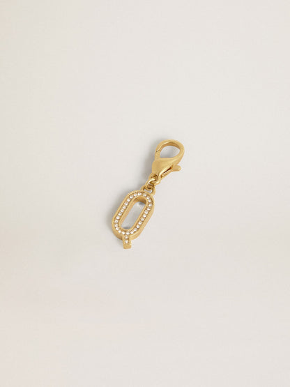 Golden Goose Letter Q charm in gold-colored brass with crystals
