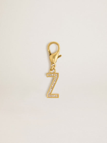 Golden Goose Letter Z charm in gold-colored brass with crystals