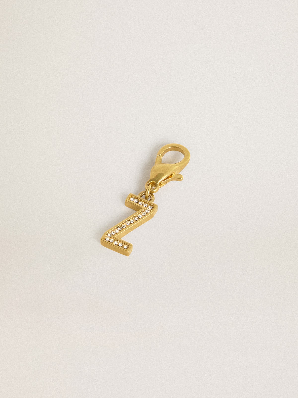 Golden Goose Letter Z charm in gold-colored brass with crystals