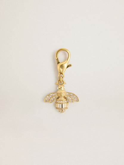 Golden Goose Bee-shaped charm in gold-colored brass with crystals