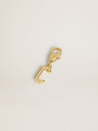 Golden Goose Letter C charm in gold-colored brass with crystals
