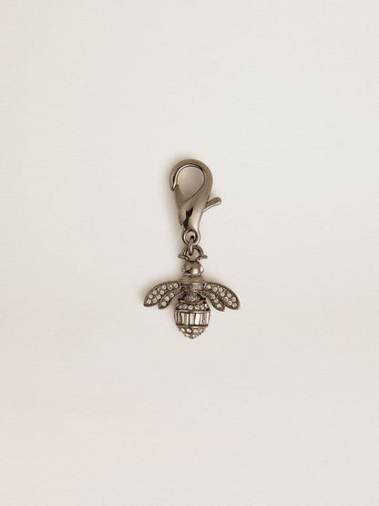 Golden Goose Bee-shaped charm in silver-colored brass with crystals