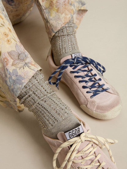 Golden Goose Gray socks with crystals on the leg