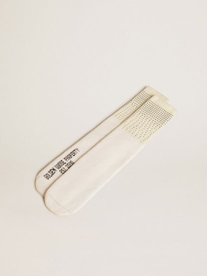 Golden Goose Worn-white socks with applied crystals