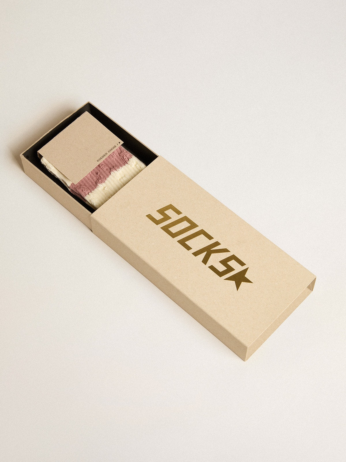 Golden Goose Socks in aged white with multicolor stripes