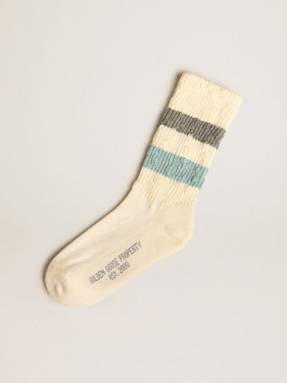 Golden Goose Socks in aged white with two-tone stripes