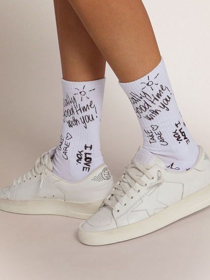 Golden Goose Optical white socks with black lettering