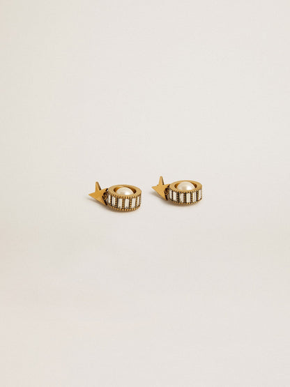 Golden Goose Earrings with gold star and pearl