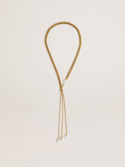 Golden Goose Necklace with antique gold-colored chains with pearls