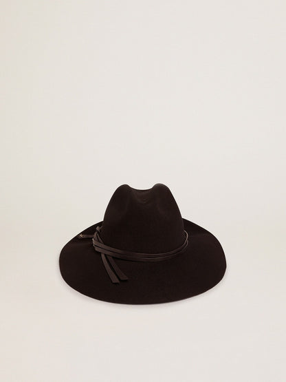 Golden Goose Women’s black Fedora hat with strap | Golden Goose